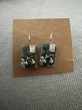 Chico’s Silver-Tone blue Rectangular Drop Earrings